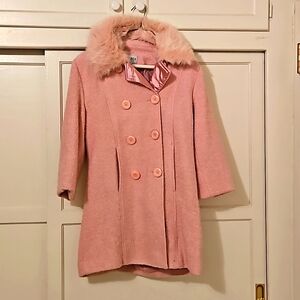 Amy Byer Pink Jacket with removable Faux Fur Size 14